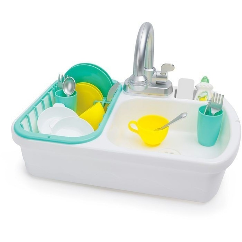 J'Adore Kitchen Sink Play Set 22 Piece Working Faucet with Flowing Water Toddler - Picture 4 of 6